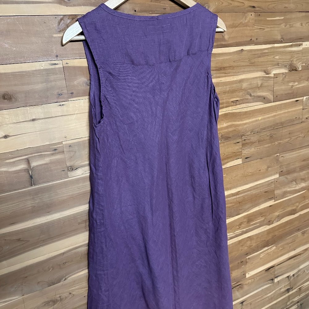 FLAX Clothing DREAMY DRESS 100% Linen ELDERBERRY Plum S BIAS BACK Knee-Length - Picture 4 of 6